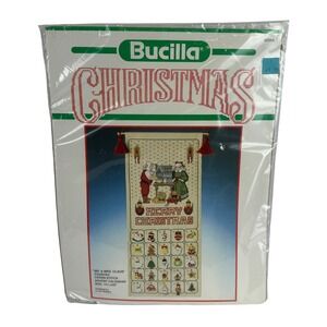 NEW Vintage 1980s Bucilla Mr & Mrs Claus Cross Stitch Advent Calendar Kit 82564